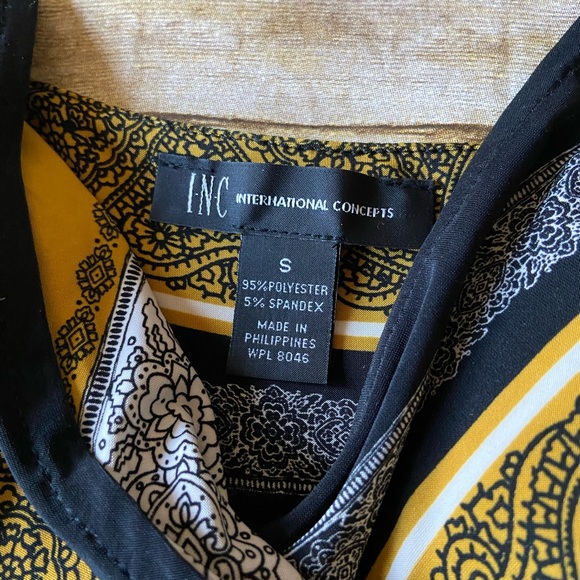 INC black yellow & white maxi dress - Picture 5 of 7